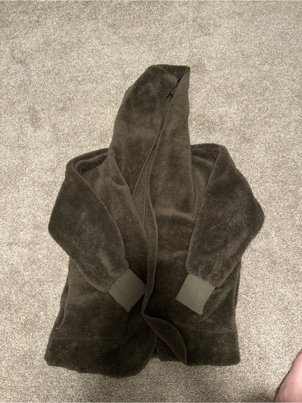 Source Unknown Dark Olive Hooded Fleece Cardigan size large